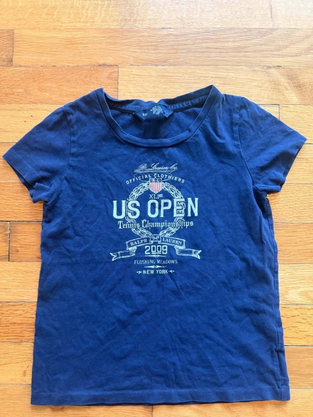 RALPH‎ LAUREN US OPEN Championship Tennis Short Sleeve Shirt Navy Girls size 6